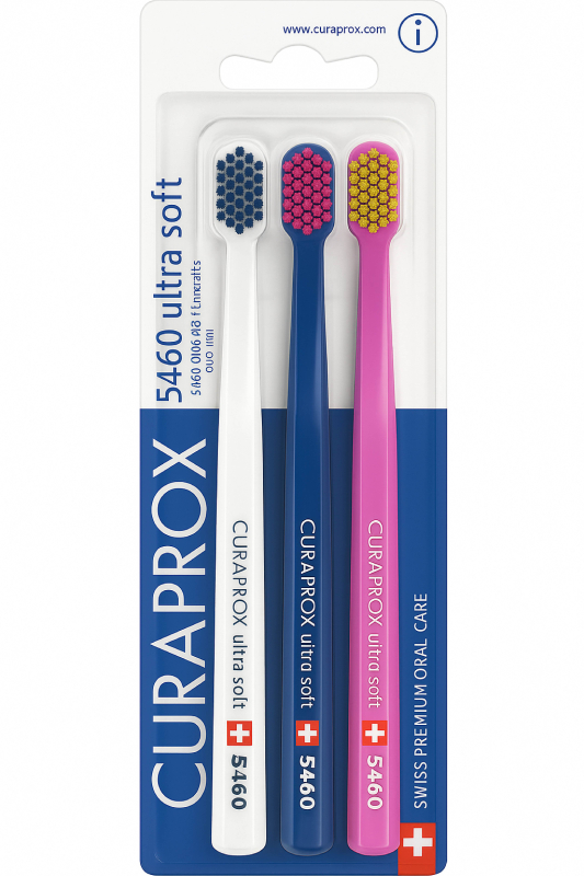 Curaprox CS 5460 Ultra Soft Zahnbürste – Sanfte Zahn- und Zahnfleischpflege für Erwachsene | Ultraweiche Curen®-Borsten für eine schonende und gründliche Reinigung | Farbe zufällig | Einzelverpackung